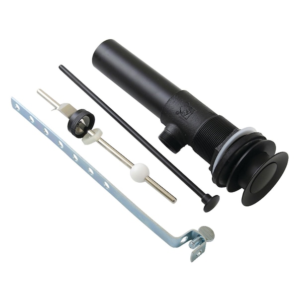 Brass PopUp Drain with Overflow, 22 Gauge, Matte Black